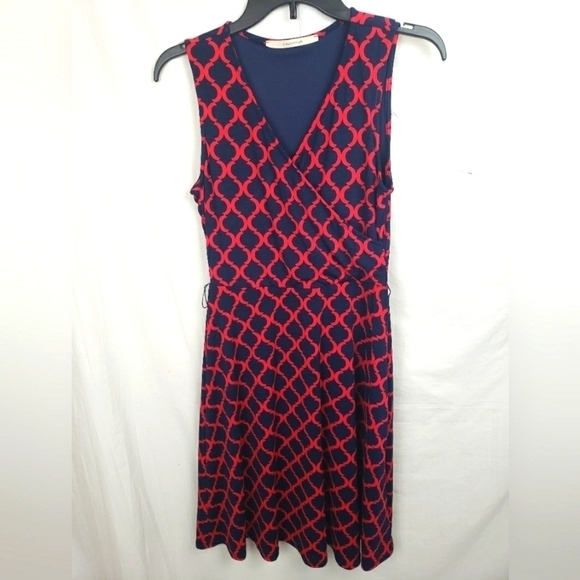 Hawthorne Red And Navy Sleeveless Dress Sz S - Picture 1 of 9